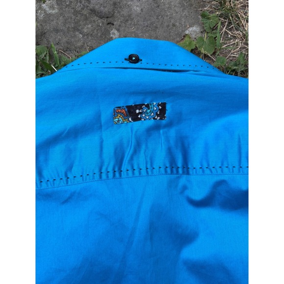 Bertigo‎ Men's Shirt Size L 3 Blue Long Sleeve Button Down Contrast Collar Cuffs - Picture 8 of 10